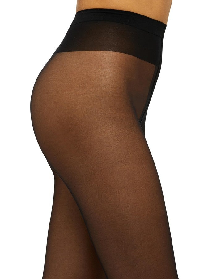 Wolford Individual 10 Tights For Women Sheer Shaping Pantyhose Reinforced Panty Shadow Toe Soft Waistband for All-Day Comfort Black Black Large - Image 2